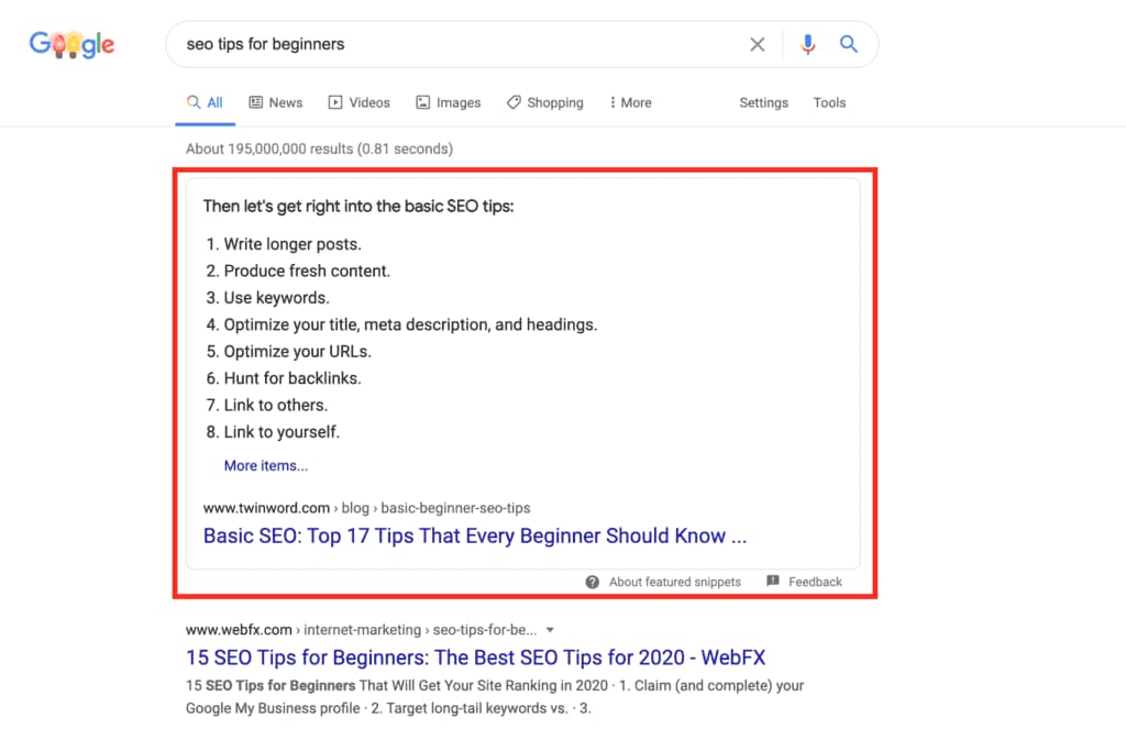 Featured snippets — jak wejść do pozycji zero?