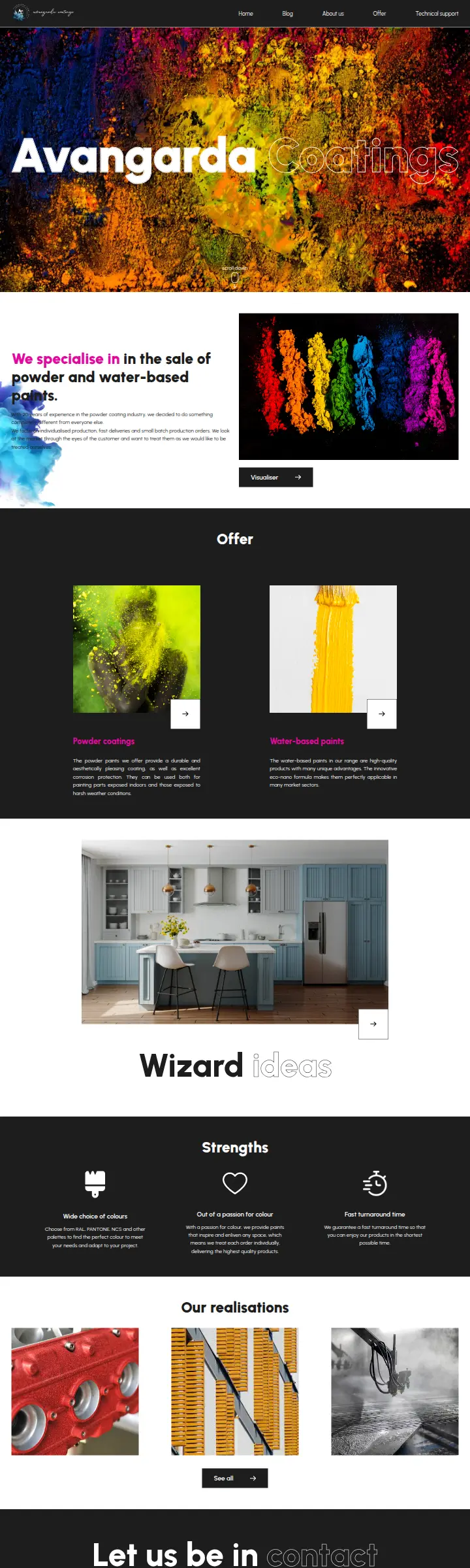 Strona internetowa Avangarda Coatings