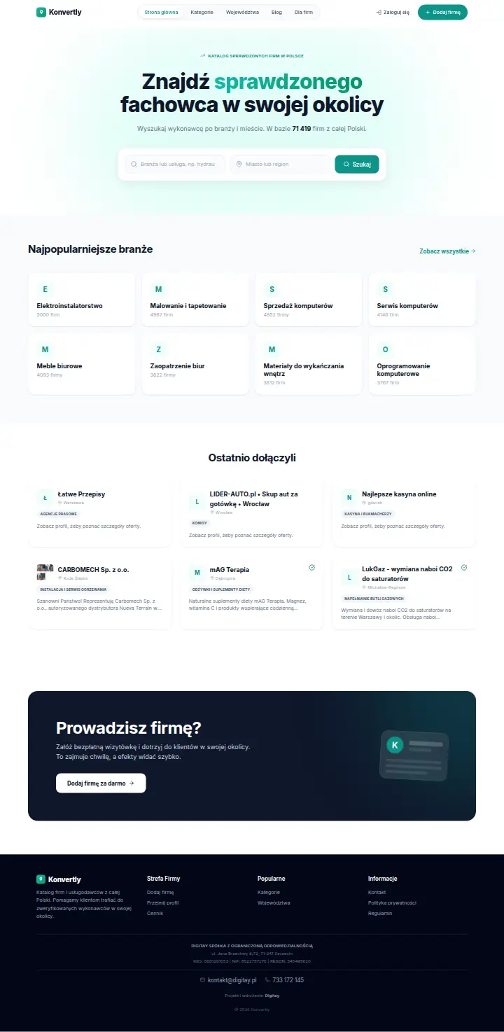 Strona internetowa Konvertly