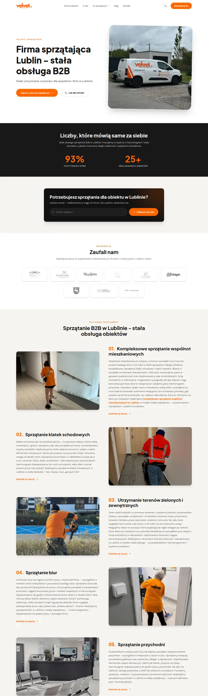 Strona internetowa Velvet Sprzątanie