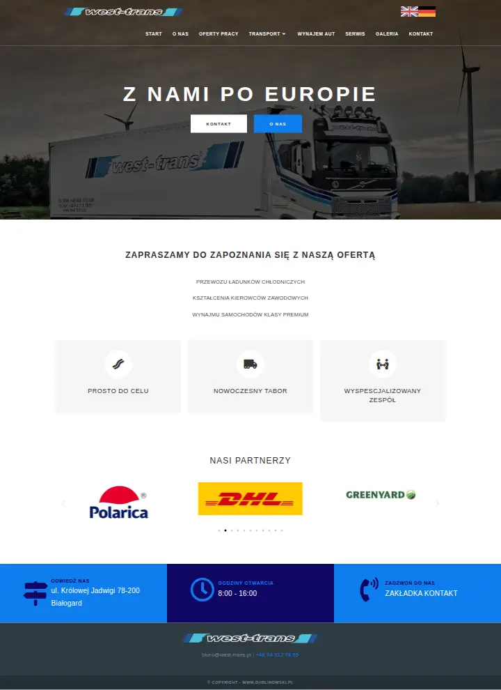 Strona internetowa West-Trans